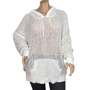 TORRID NWT Open Knit Beach Hoodie Long Sleeves Front Pocket Size 4 4X 26 Ivory